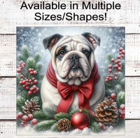 
              English Bulldog Christmas Wreath Signs - Winter Welcome Sign - Dog Wreath Signs
            