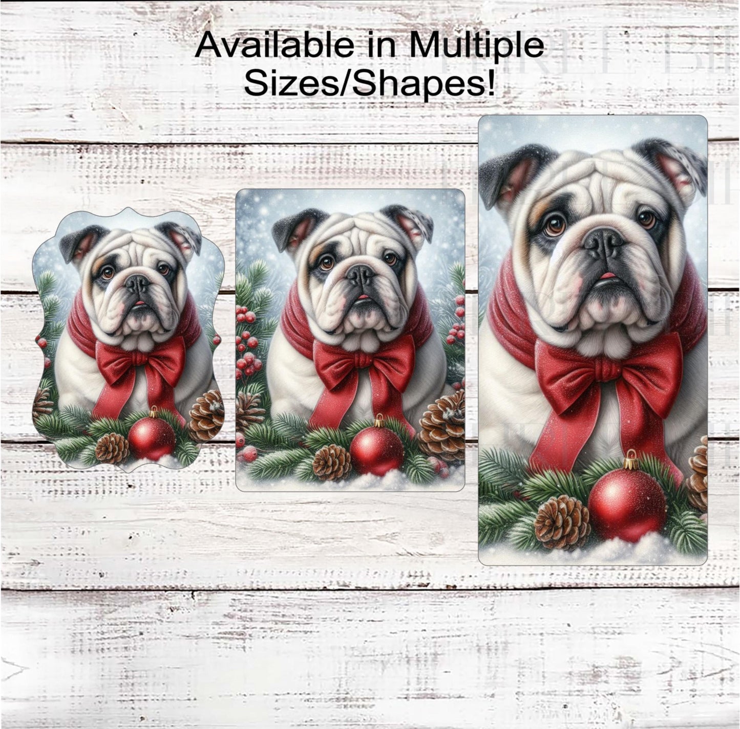English Bulldog Christmas Wreath Signs - Winter Welcome Sign - Dog Wreath Signs
