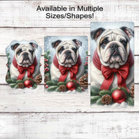 English Bulldog Christmas Wreath Signs - Winter Welcome Sign - Dog Wreath Signs