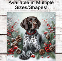 
              German Shorthaired Pointer Dog Christmas Wreath Signs - Winter Welcome Sign - Dog Wreath Signs
            