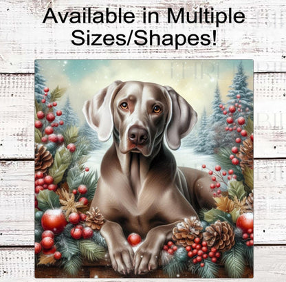 Weimaraner Dog Christmas Wreath Signs - Winter Welcome Sign - Dog Wreath Signs