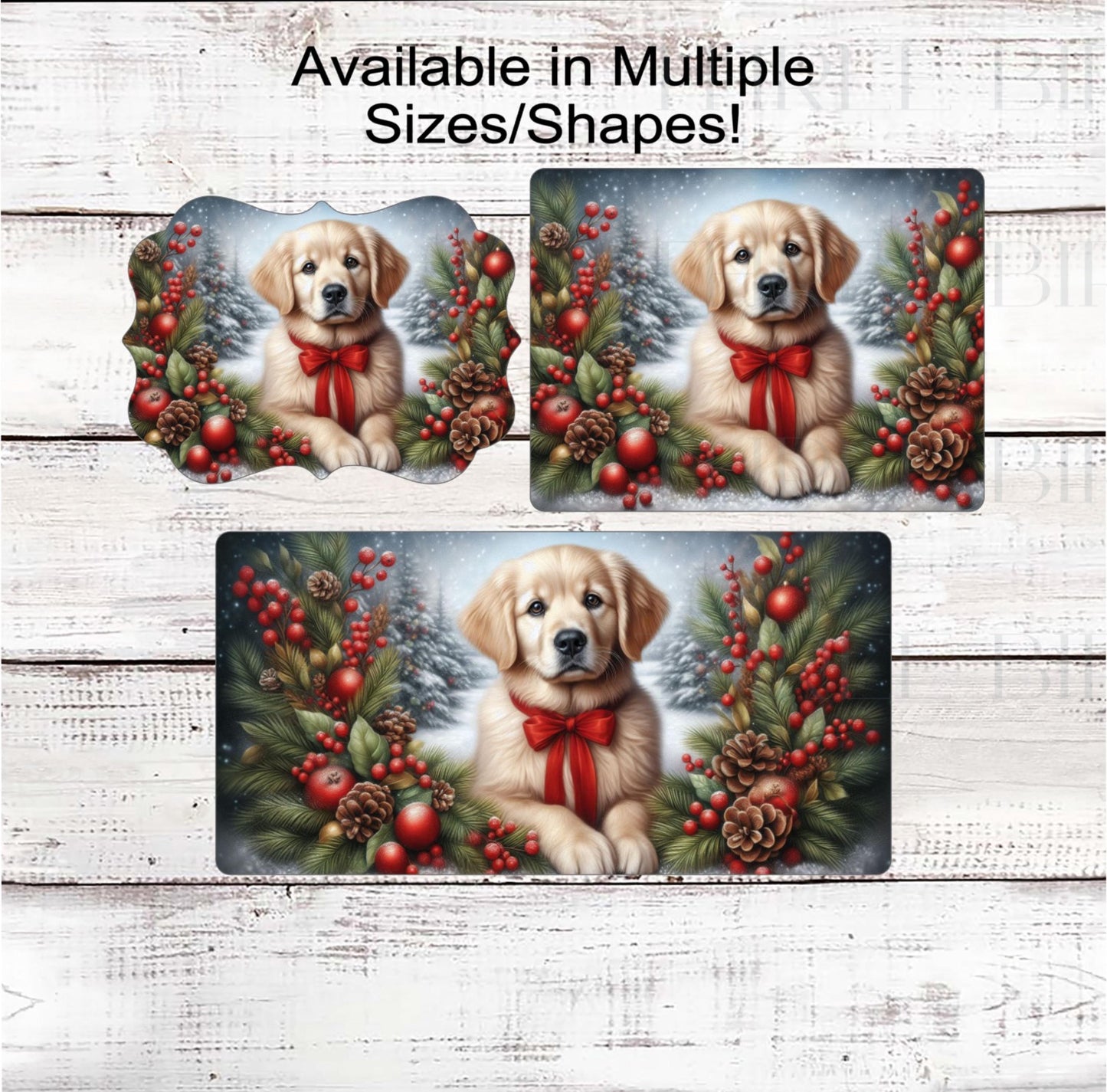 Golden Retriever Dog Christmas Wreath Signs - Winter Welcome Sign - Dog Wreath Signs