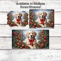 
              Golden Retriever Dog Christmas Wreath Signs - Winter Welcome Sign - Dog Wreath Signs
            