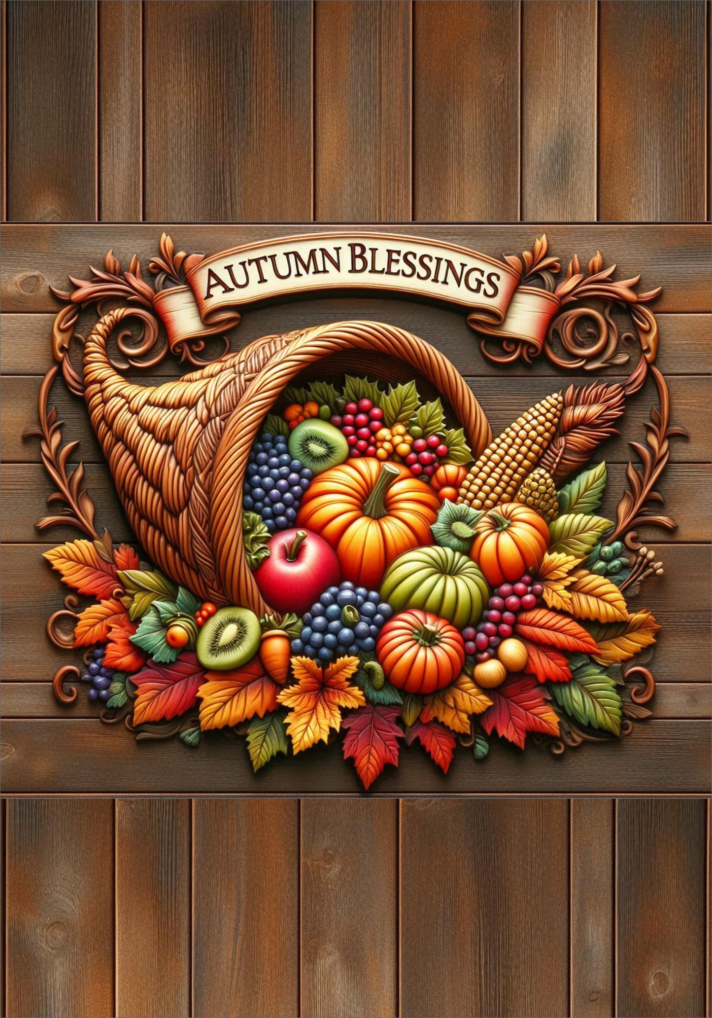 This beautiful Autumn Blessings Cornucopia Garden Flag will be perfect for your Fall decor.
