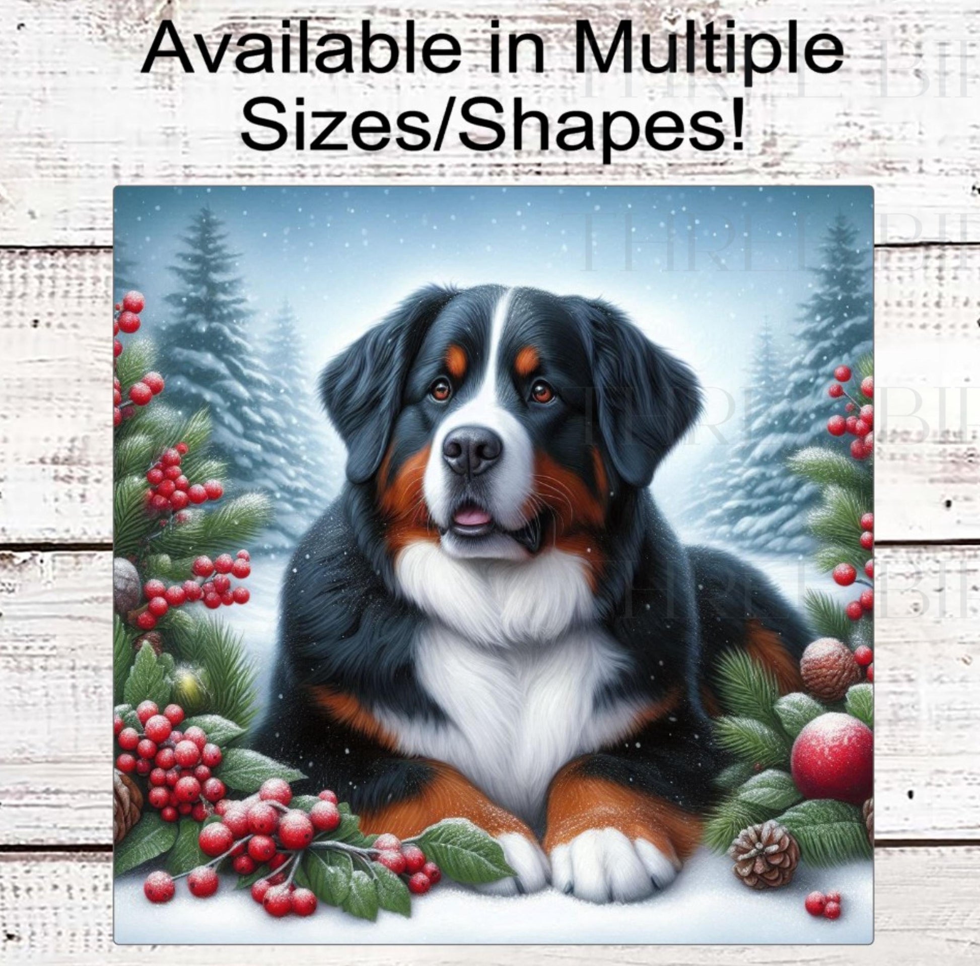 Bernese Mountain Dog Christmas Wreath Signs - Winter Welcome Sign - Dog Wreath Signs