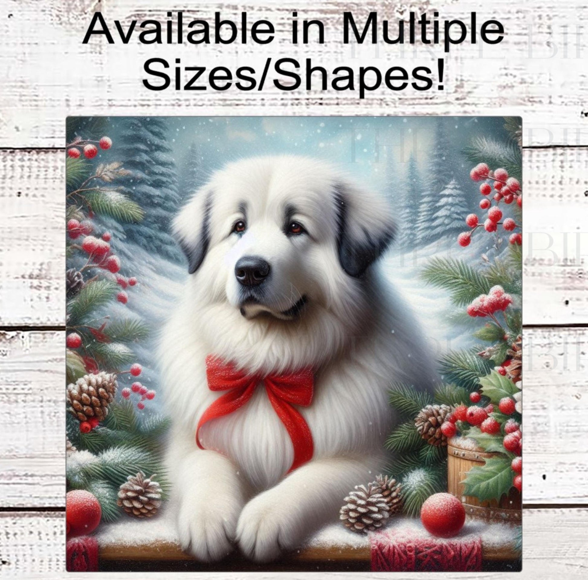 Great Pyrenees Dog Christmas Wreath Signs - Winter Welcome Sign - Dog Wreath Signs