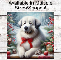 
              Great Pyrenees Dog Christmas Wreath Signs - Winter Welcome Sign - Dog Wreath Signs
            