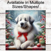 Great Pyrenees Dog Christmas Wreath Signs - Winter Welcome Sign - Dog Wreath Signs