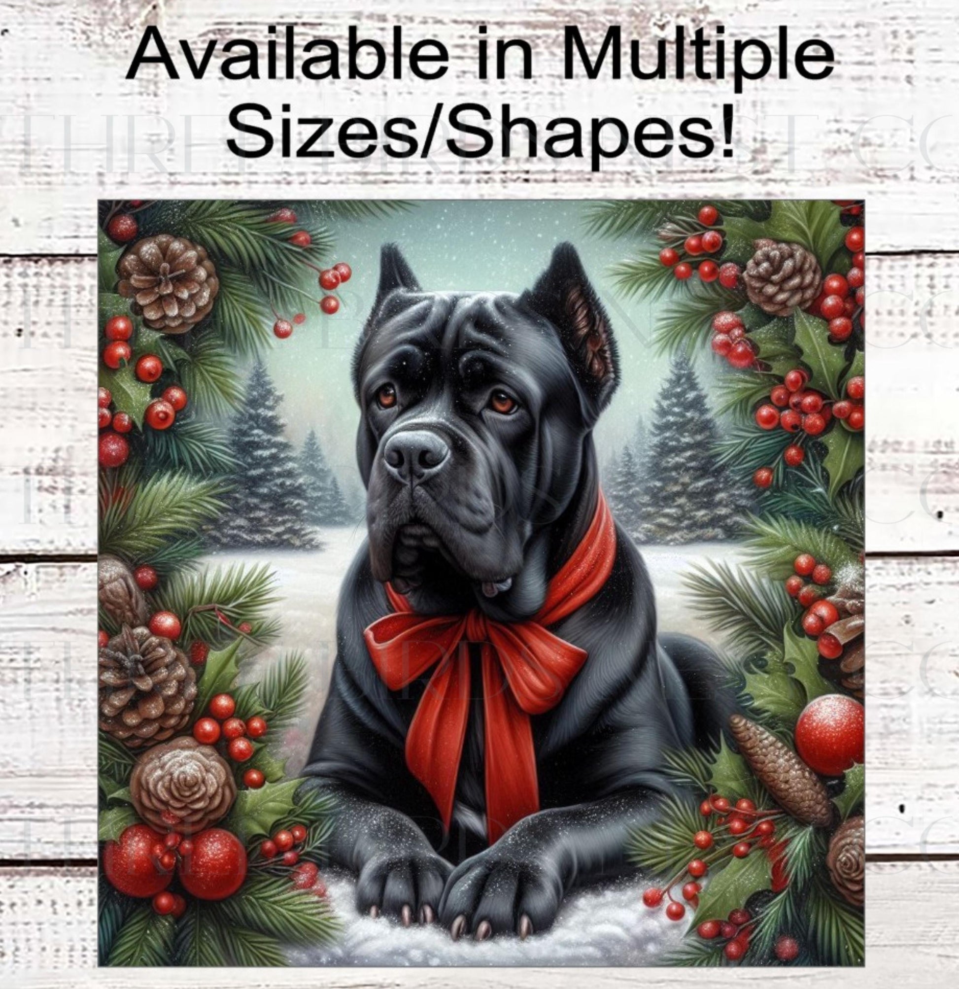Cane Corso Mastiff Dog Christmas Wreath Signs - Winter Welcome Sign - Dog Wreath Signs