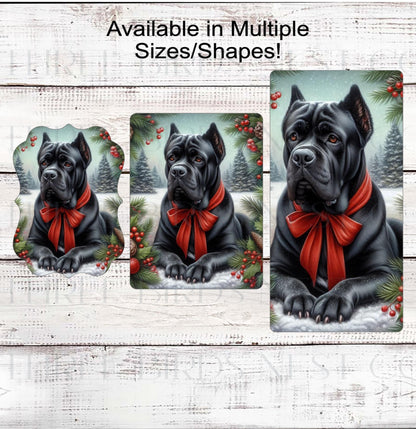 Cane Corso Mastiff Dog Christmas Wreath Signs - Winter Welcome Sign - Dog Wreath Signs