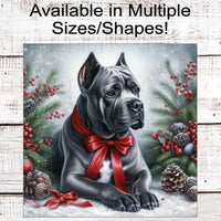 Cane Corso Mastiff Dog Christmas Wreath Signs - Winter Welcome Sign - Dog Wreath Signs