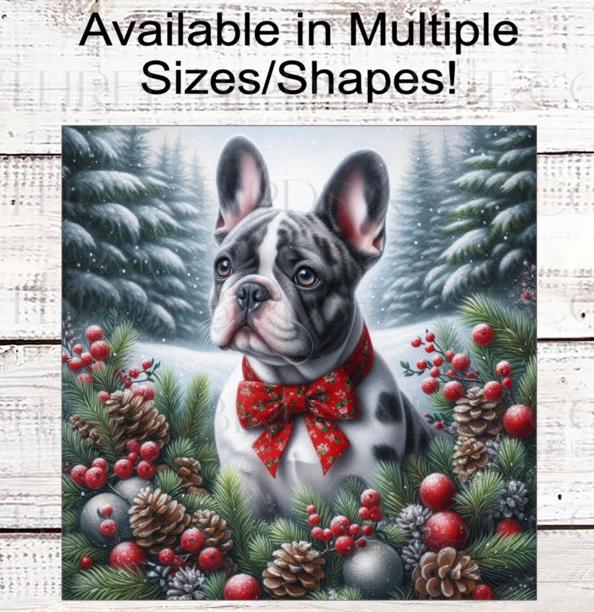 French Bulldog Christmas Wreath Signs - Frenchie Lover - Winter Welcome Sign - Dog Wreath Signs
