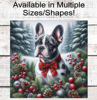 
              French Bulldog Christmas Wreath Signs - Frenchie Lover - Winter Welcome Sign - Dog Wreath Signs
            