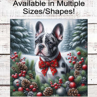 French Bulldog Christmas Wreath Signs - Frenchie Lover - Winter Welcome Sign - Dog Wreath Signs