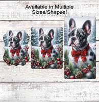 
              French Bulldog Christmas Wreath Signs - Frenchie Lover - Winter Welcome Sign - Dog Wreath Signs
            