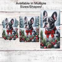 French Bulldog Christmas Wreath Signs - Frenchie Lover - Winter Welcome Sign - Dog Wreath Signs