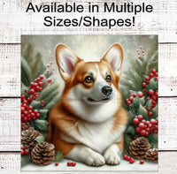 
              Corgi Dog Christmas Wreath Signs - Winter Welcome Sign - Dog Wreath Signs
            