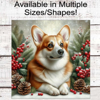 Corgi Dog Christmas Wreath Signs - Winter Welcome Sign - Dog Wreath Signs