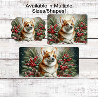 
              Corgi Dog Christmas Wreath Signs - Winter Welcome Sign - Dog Wreath Signs
            