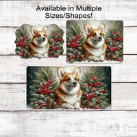 Corgi Dog Christmas Wreath Signs - Winter Welcome Sign - Dog Wreath Signs