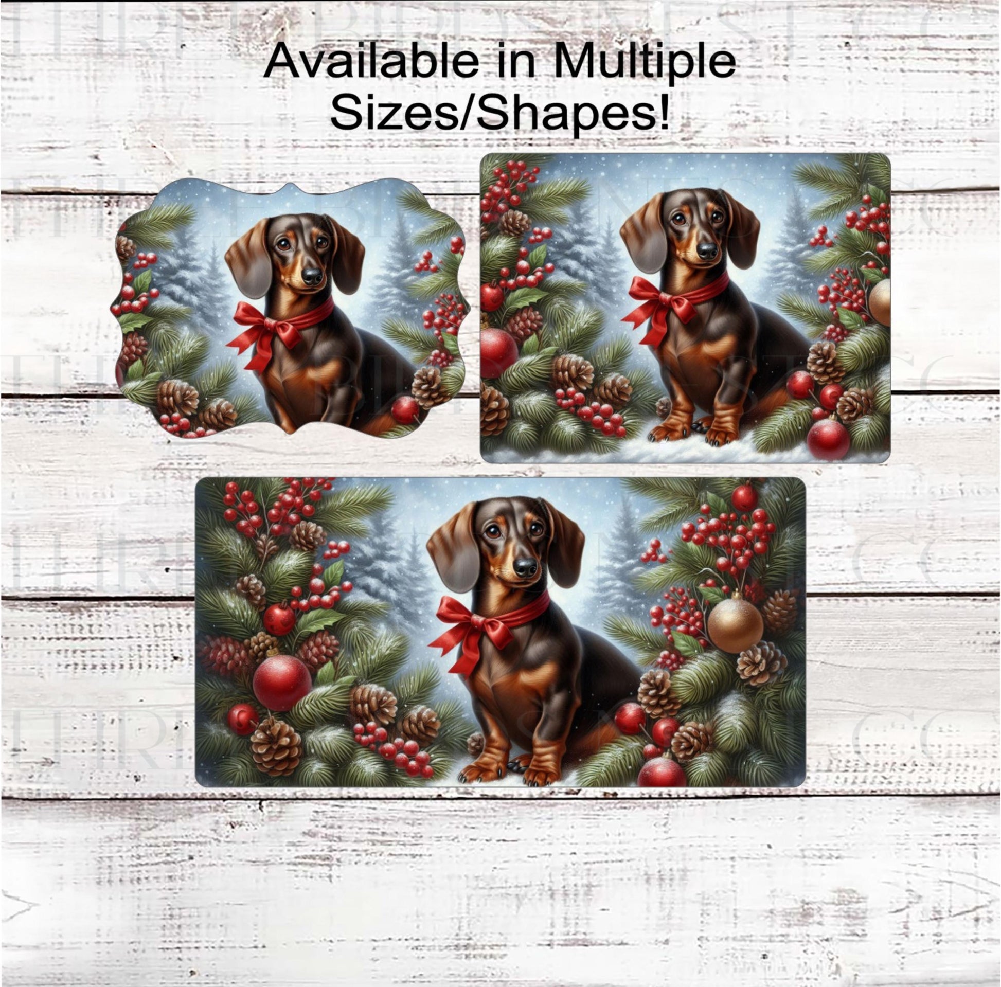 Dachshund Dog Christmas Wreath Signs - Winter Welcome Sign - Dog Wreath Signs