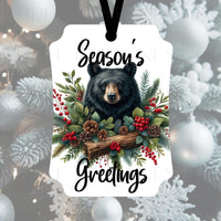 A beautiful Black Bear Seasons Greeting ornament