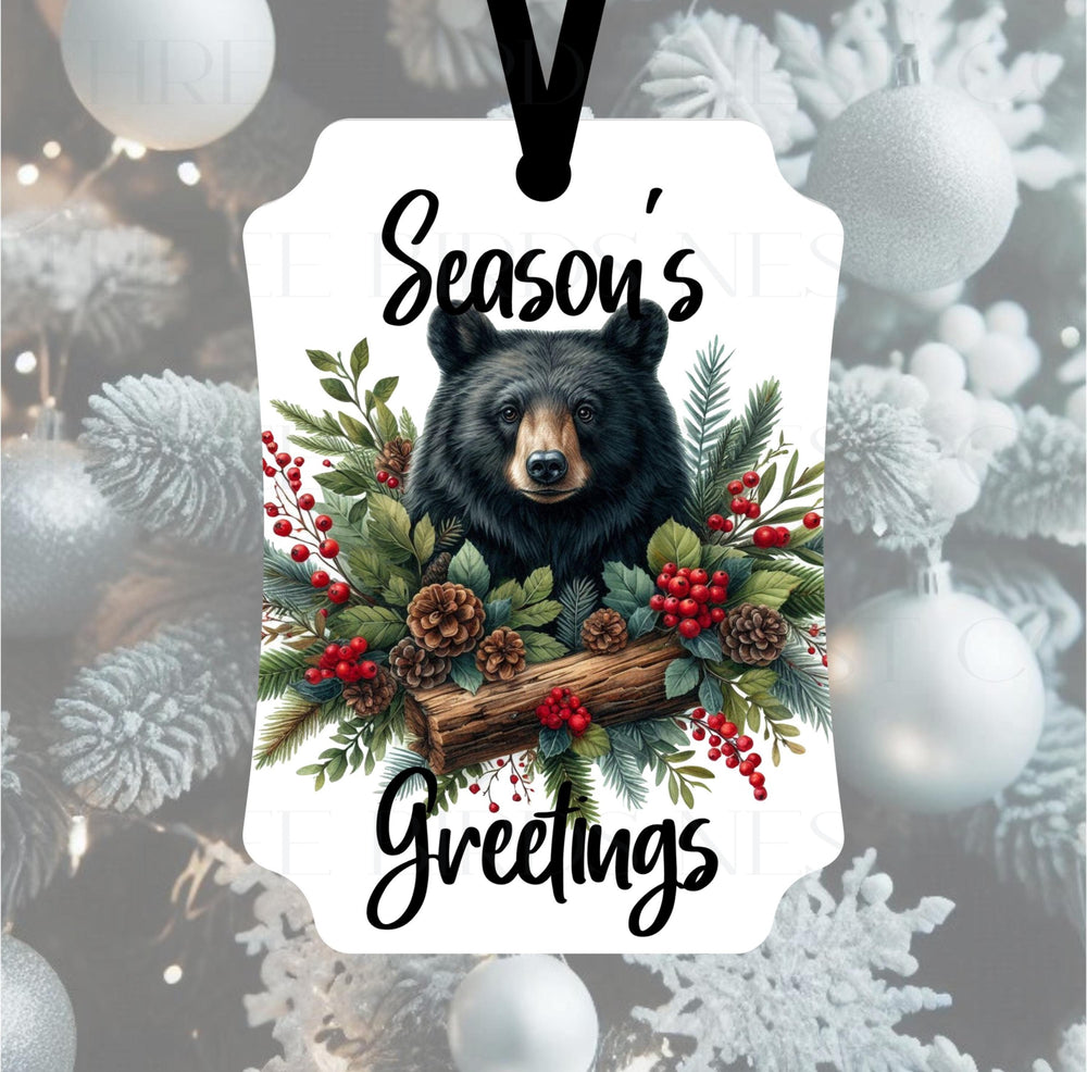 A beautiful Black Bear Seasons Greeting ornament