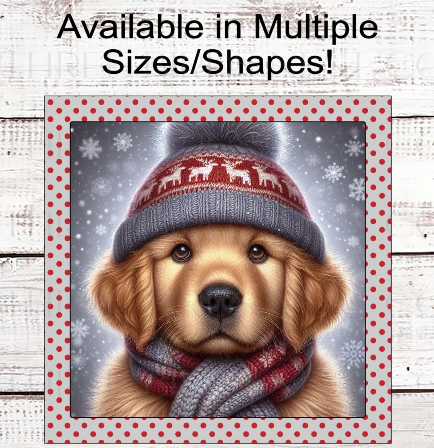 Golden Retriever Christmas Wreath Signs - Winter Welcome Sign - Dog Wreath Signs
