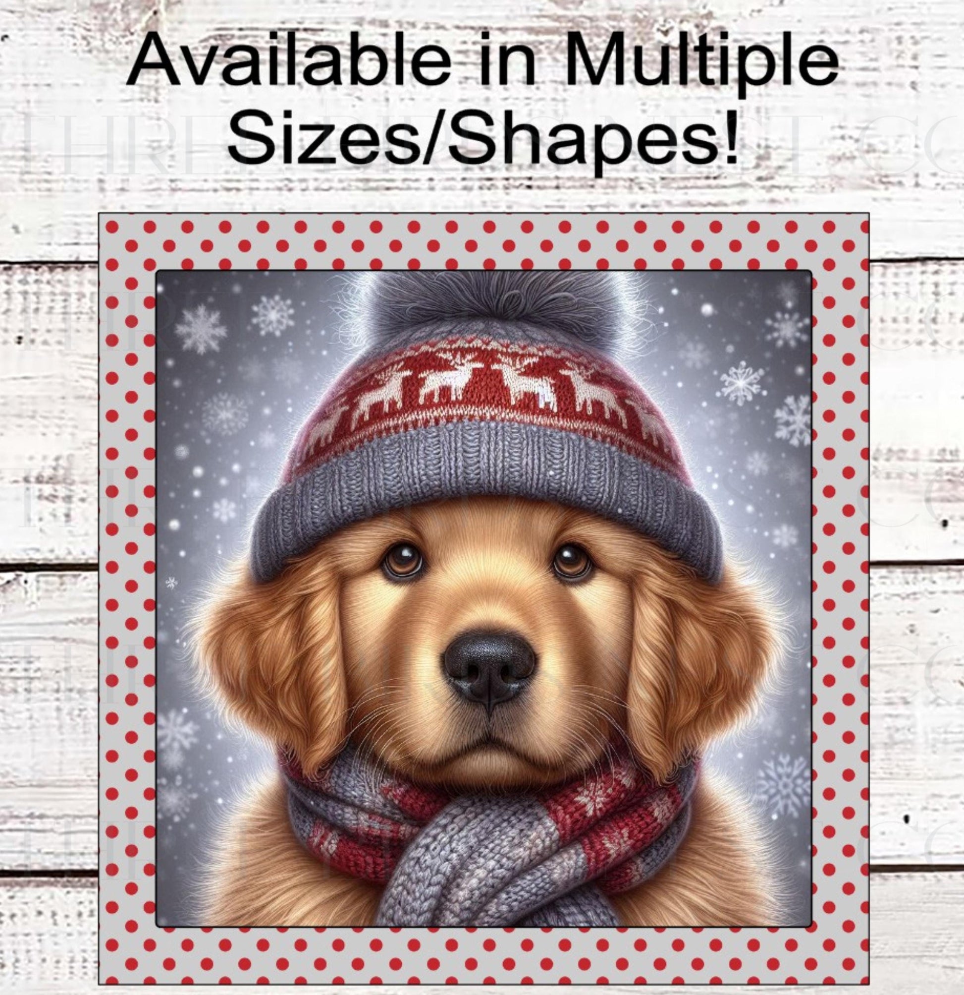 Golden Retriever Christmas Wreath Signs - Winter Welcome Sign - Dog Wreath Signs
