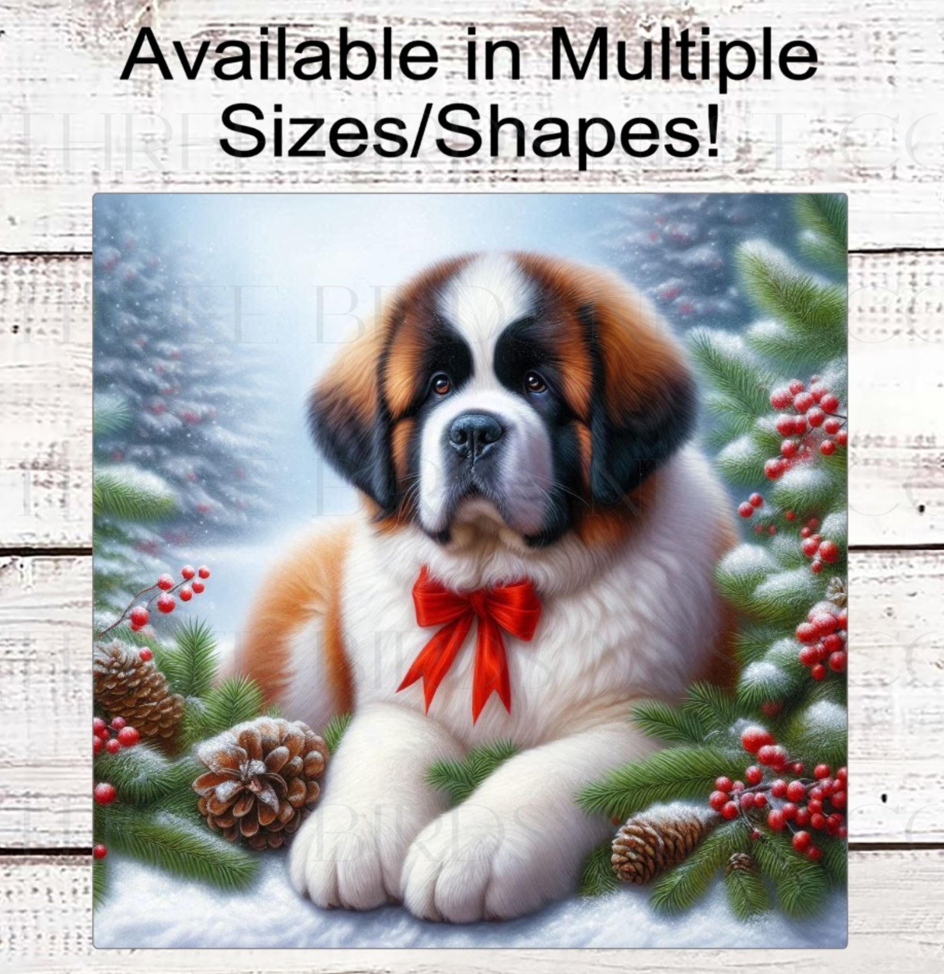 Saint Bernard Dog Christmas Wreath Signs - Winter Welcome Sign - Dog Wreath Signs