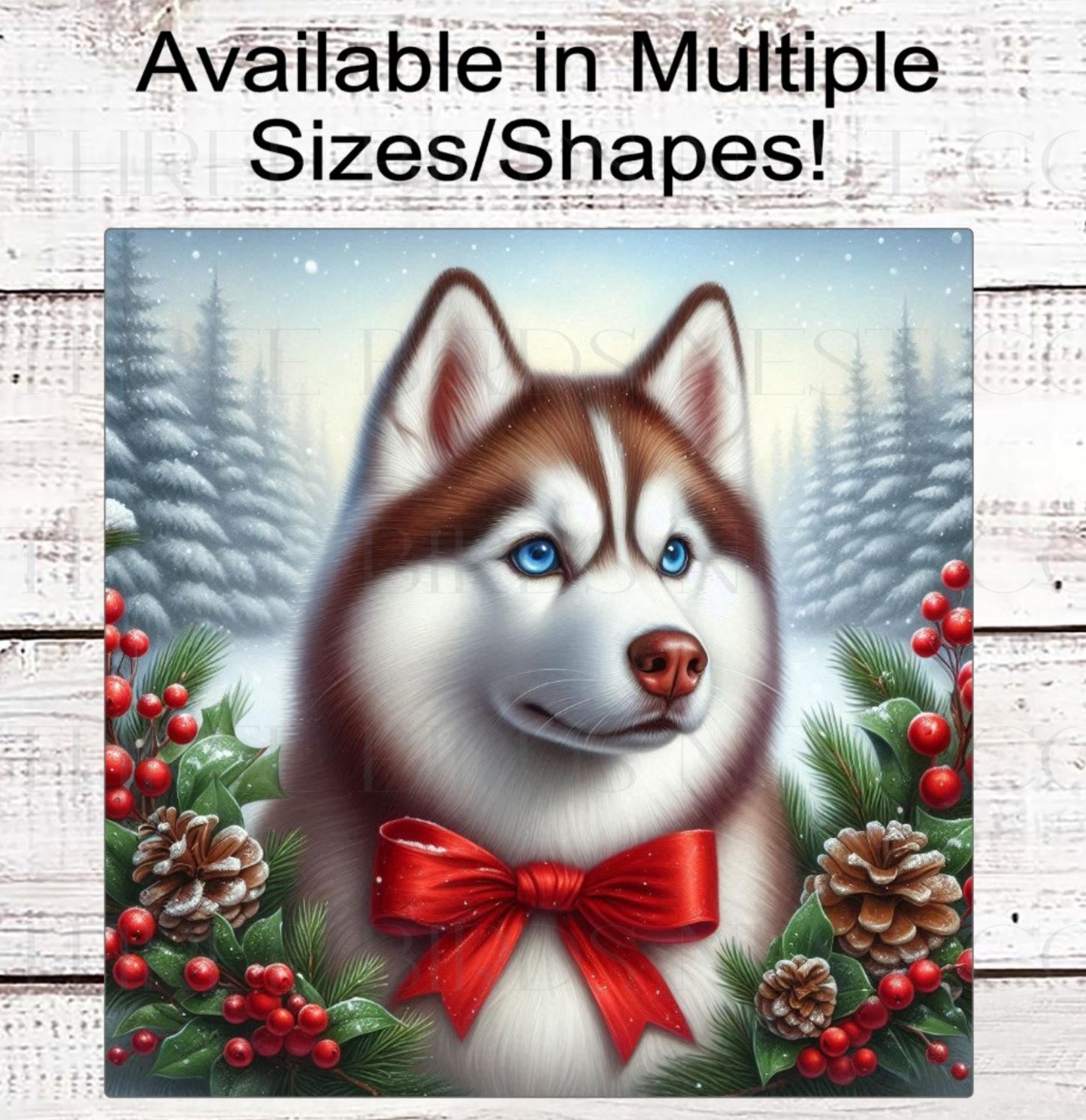 Siberian Husky Dog Christmas Wreath Signs - Winter Welcome Sign - Dog Wreath Signs