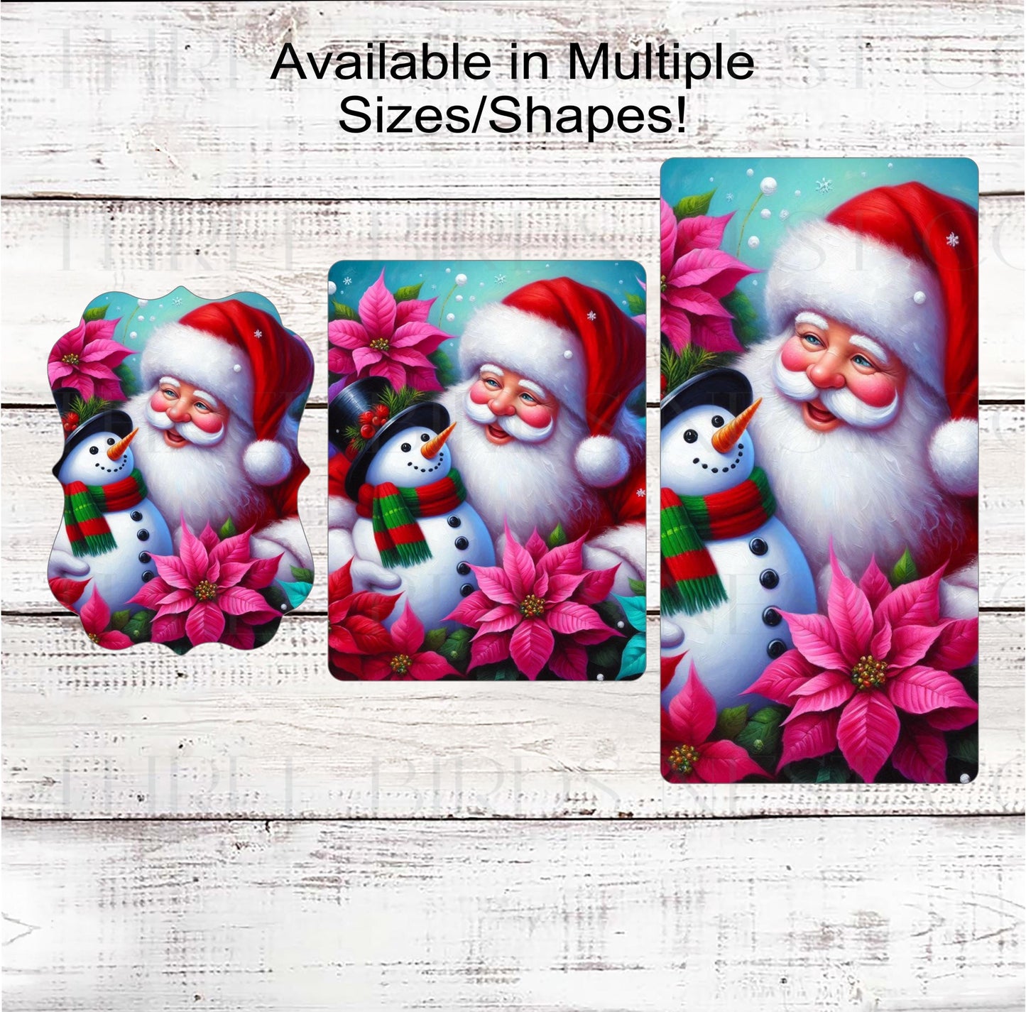 Christmas Wreath Signs - Santa Claus is Coming to Town - Snowman Lover - Poinsettia Decor