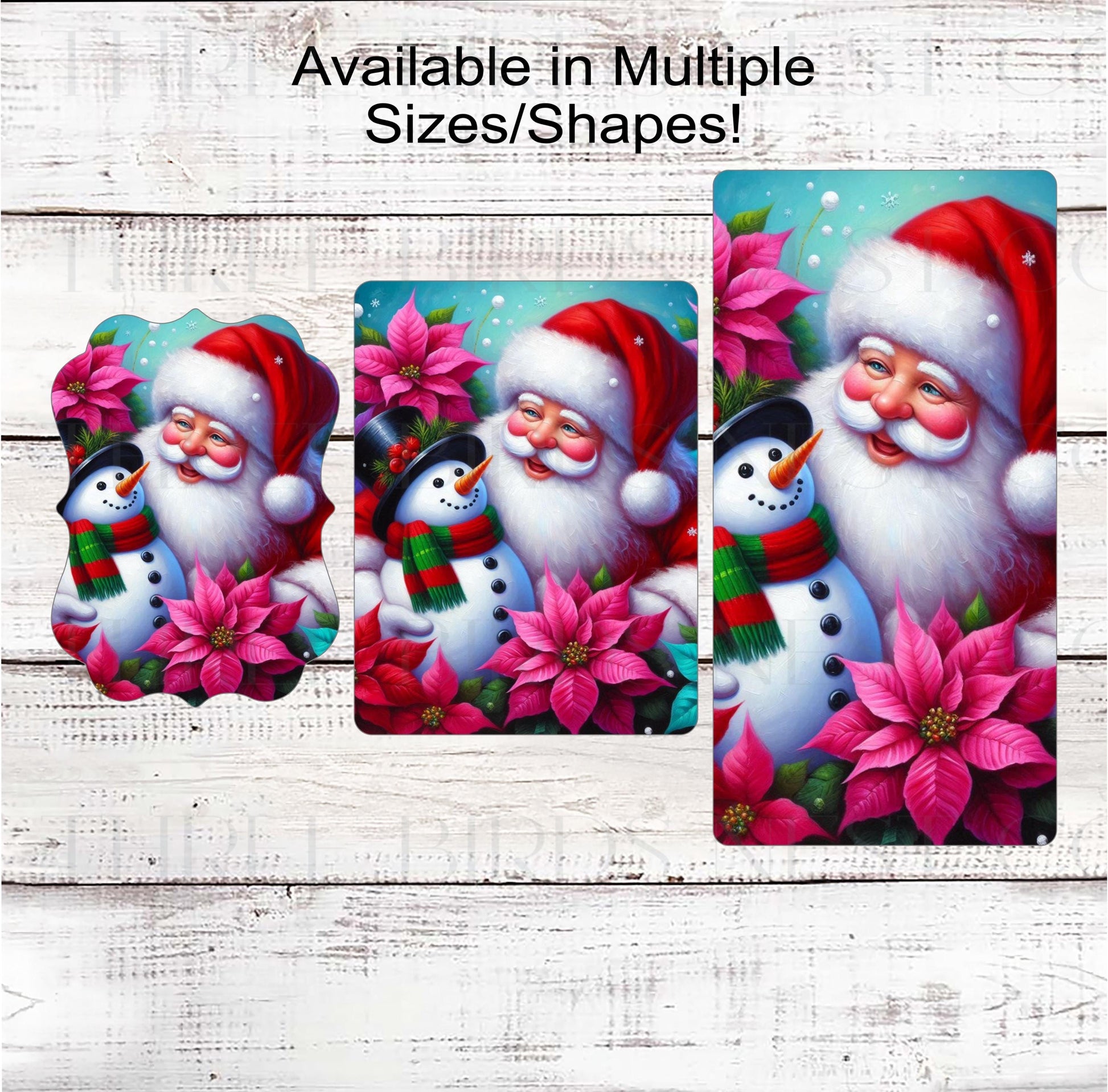 Christmas Wreath Signs - Santa Claus is Coming to Town - Snowman Lover - Poinsettia Decor
