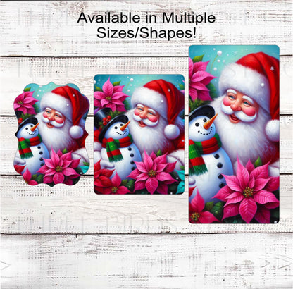 Christmas Wreath Signs - Santa Claus is Coming to Town - Snowman Lover - Poinsettia Decor