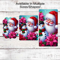 Christmas Wreath Signs - Santa Claus is Coming to Town - Snowman Lover - Poinsettia Decor