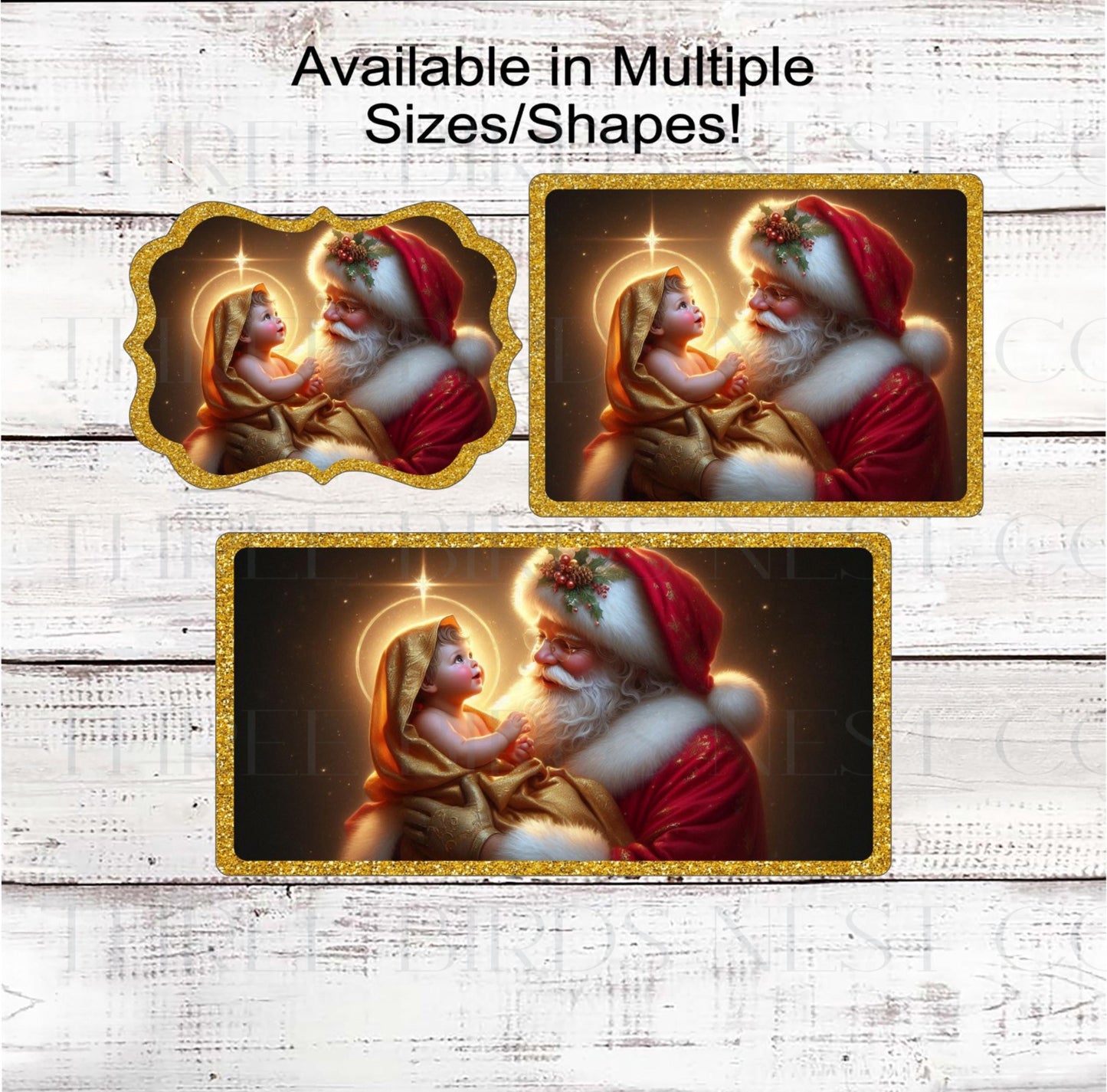 Christmas Wreath Signs - Santa Claus Signs - Woodland Christmas - Pinecones