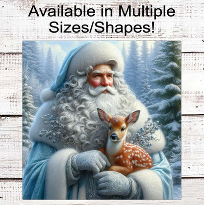 Christmas Wreath Signs - Santa Claus - Father Christmas - Woodland Christmas - Whitetail Deer