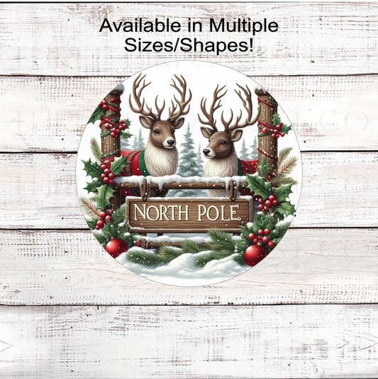 A gorgeous North Pole scene with beautiful Reindeer