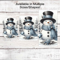 Snowman Wreath Sign - Rag Bow - Rustic Christmas - Winter Wonderland