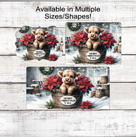 
              Merry Christmas Yall Wreath Sign - Baby Highland Cow Lover - Farmhouse Wreath Sign - Poinsettias - Floral Sign
            