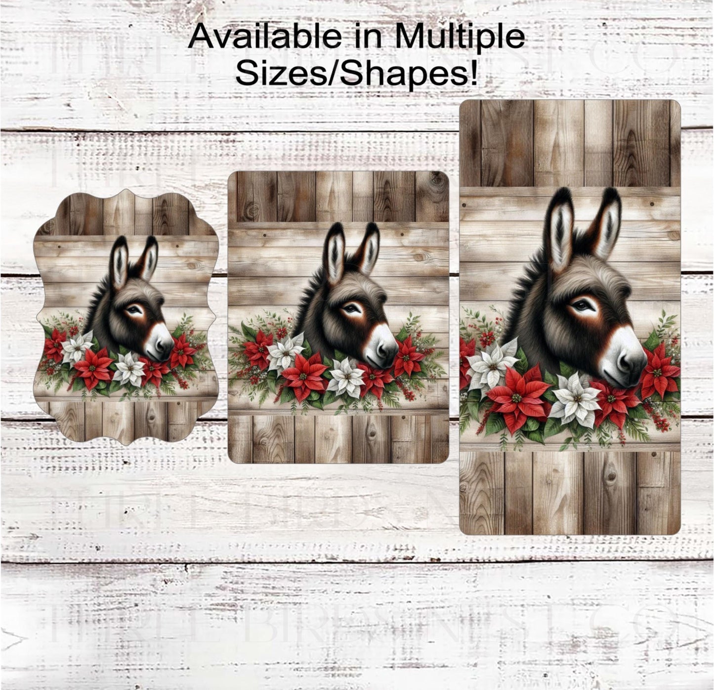 Donkey Wreath Sign - Christmas Poinsettias - Rustic Farmhouse - Life on the Farm