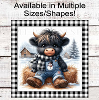 
              Baby Scottish Highland Cow Sign - Snowman Decor - Rustic Farmhouse - Barn Lover - Better on the Farm
            