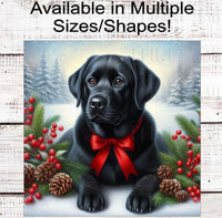 
              Black Labrador Retriever Christmas Wreath Signs - Winter Welcome Sign - Dog Wreath Signs
            