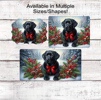 
              Black Labrador Retriever Christmas Wreath Signs - Winter Welcome Sign - Dog Wreath Signs
            