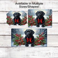 Black Labrador Retriever Christmas Wreath Signs - Winter Welcome Sign - Dog Wreath Signs