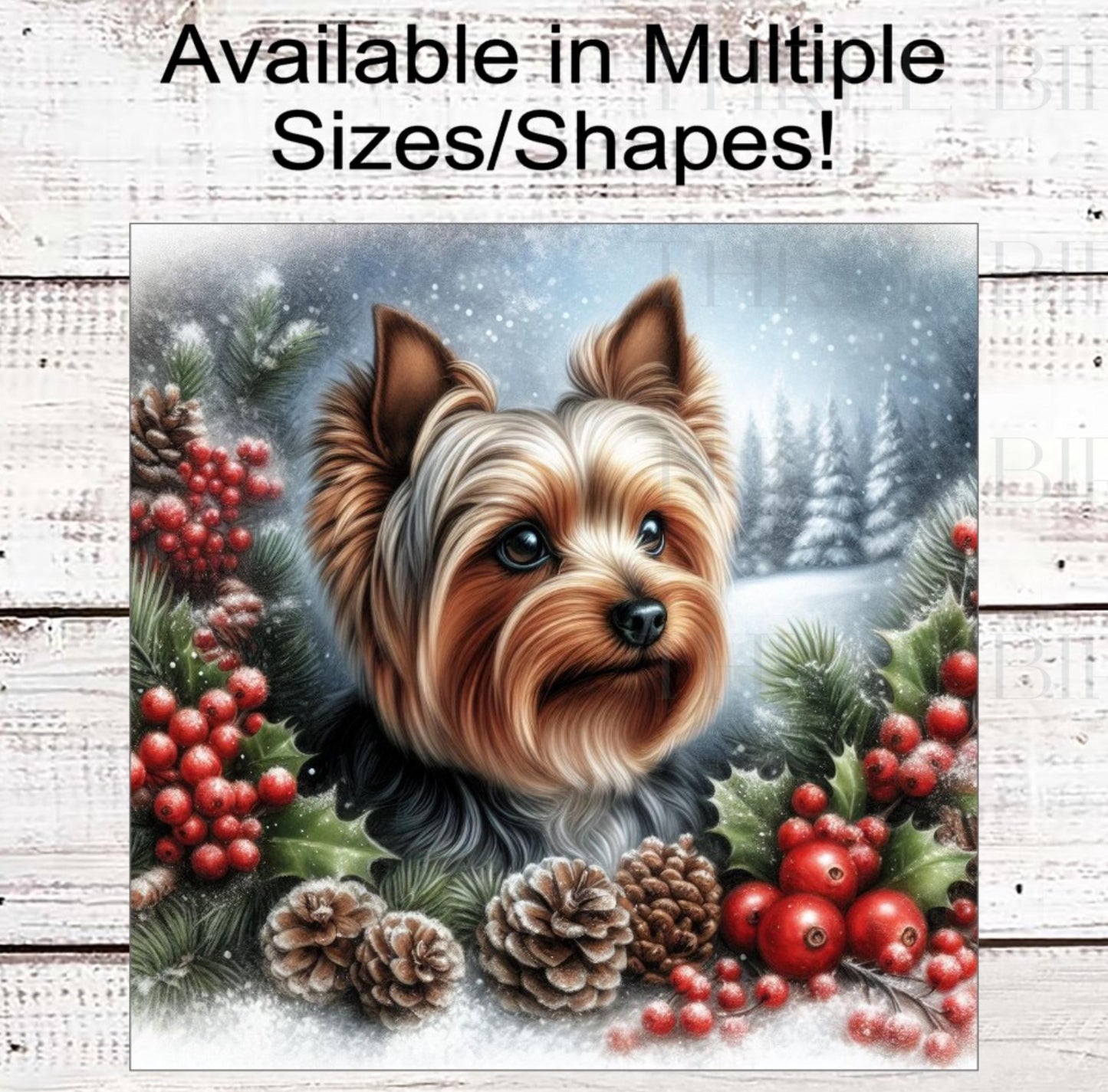 Yorkshire Terrier Christmas Wreath Signs - Winter Welcome Sign - Dog Wreath Signs