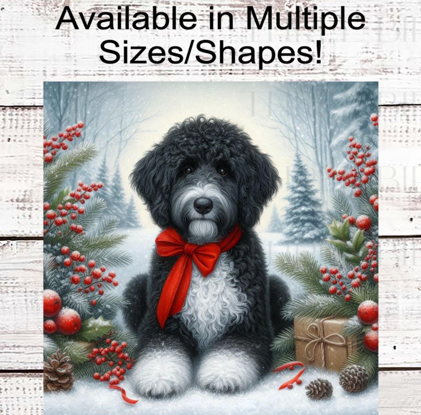 Doodle Dog Christmas Wreath Signs - Winter Welcome Sign - Dog Wreath Signs