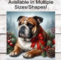 
              English Bulldog Christmas Wreath Signs - Winter Welcome Sign - Dog Wreath Signs
            