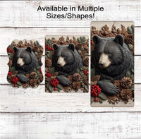 
              Christmas Wreath Signs - Woodland Black Bear - Winter Welcome Sign - Rustic Cabin Decor
            