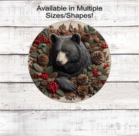 
              A beautiful black Bear Wreath Sign that features a bull Moose surrounded by a woodland theme
            